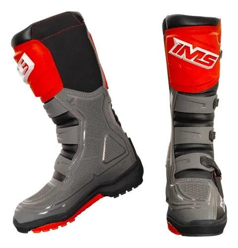Bota IMS Robust Injetada Preto/Cinza/vermelho - Spinelli Motos